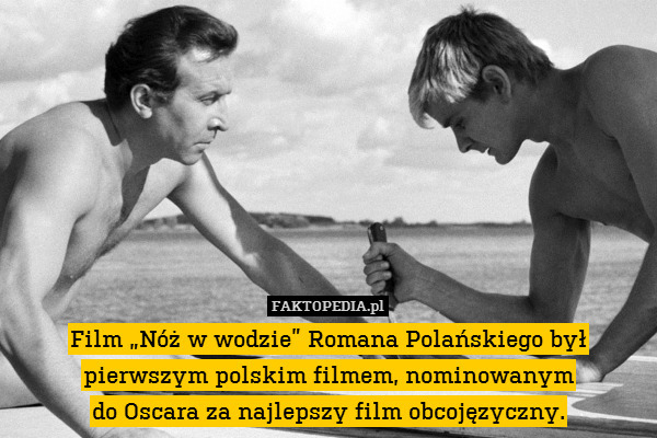 Film „Nóż w wodzie” Romana Polańskiego był pierwszym polskim filmem, nominowanym
do Oscara za najlepszy film obcojęzyczny. 