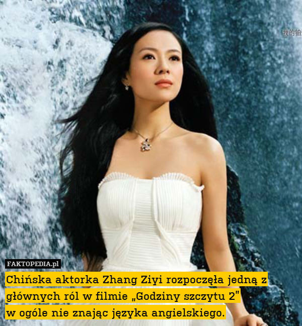 Chińska aktorka Zhang Ziyi rozpoczęła jedną z głównych ról w filmie "Godziny szczytu 2" w ogóle nie znając języka angielskiego. 