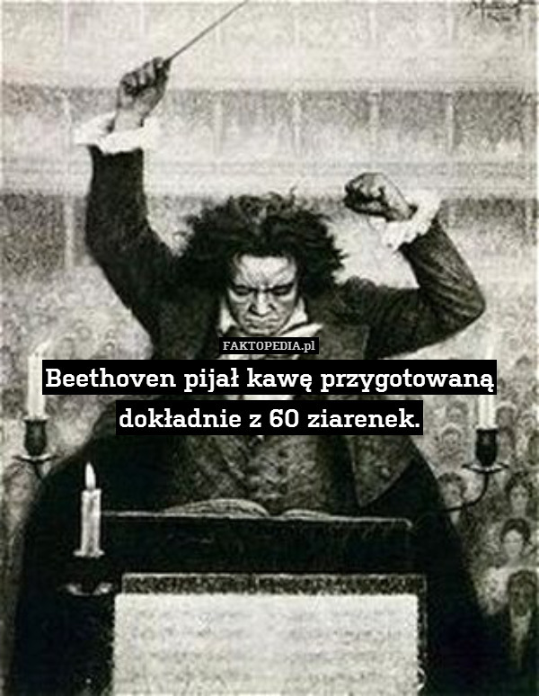 Beethoven pijał kawę przygotowaną
dokładnie z 60 ziarenek. 
