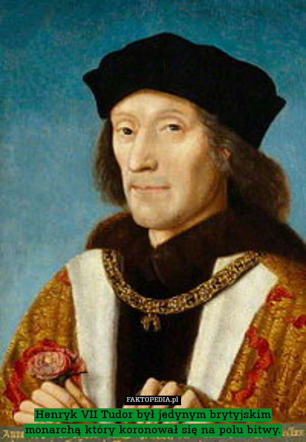 Henryk VII Tudor był jedynym brytyjskim monarchą który koronował się na polu bitwy. 