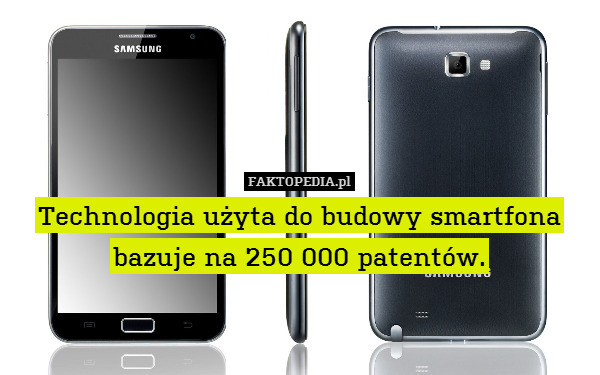Technologia użyta do budowy smartfona
bazuje na 250 000 patentów. 