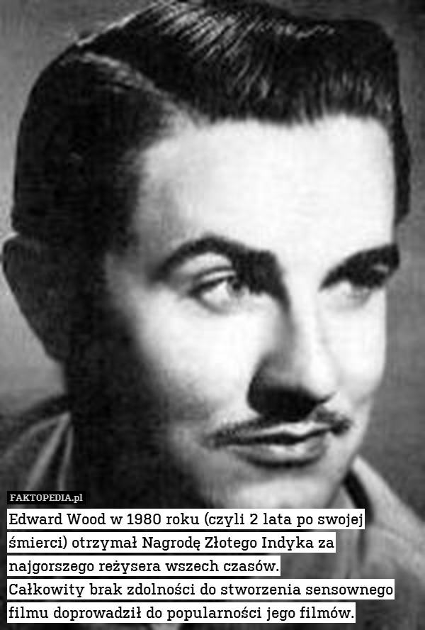 Edward Wood w 1980 roku (czyli 2 lata po swojej śmierci) otrzymał Nagrodę Złotego Indyka za najgorszego reżysera wszech czasów.
Całkowity brak zdolności do stworzenia sensownego filmu doprowadził do popularności jego filmów. 