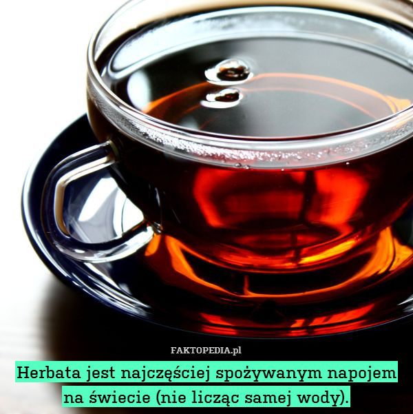 Herbata jest najczęściej spożywanym napojem na świecie (nie licząc samej wody). 