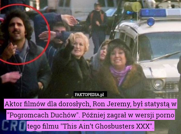 Aktor filmów dla dorosłych, Ron Jeremy, był statystą w "Pogromcach Duchów". Później zagrał w wersji porno tego filmu "This Ain’t Ghosbusters XXX". 