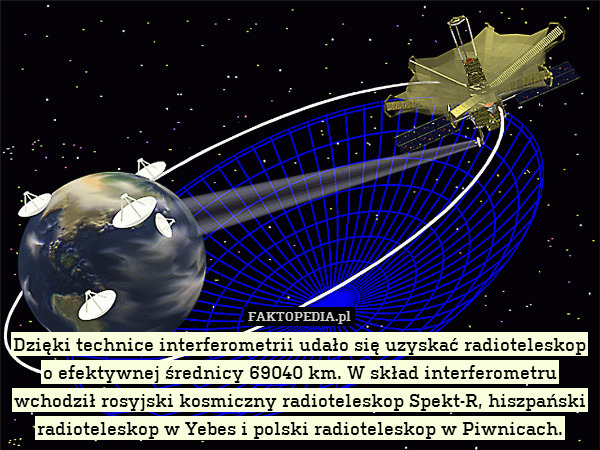 Dzięki technice interferometrii udało się uzyskać radioteleskop o efektywnej średnicy 69040 km. W skład interferometru wchodził rosyjski kosmiczny radioteleskop Spekt-R, hiszpański radioteleskop w Yebes i polski radioteleskop w Piwnicach. 