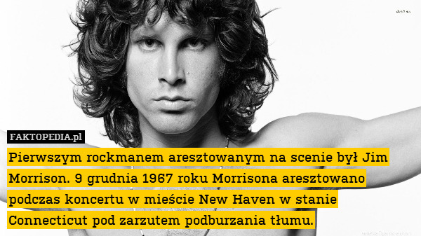 Pierwszym rockmanem aresztowanym na scenie był Jim Morrison. 9 grudnia 1967 roku Morrisona aresztowano podczas koncertu w mieście New Haven w stanie Connecticut pod zarzutem podburzania tłumu. 