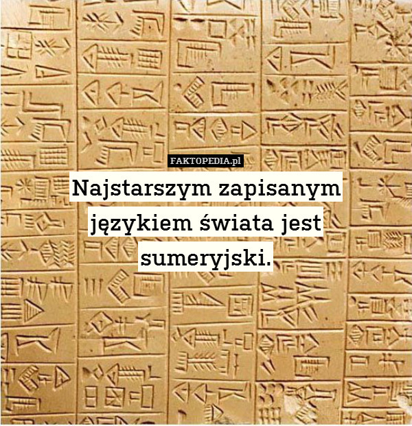 Najstarszym zapisanym
językiem świata jest
sumeryjski. 