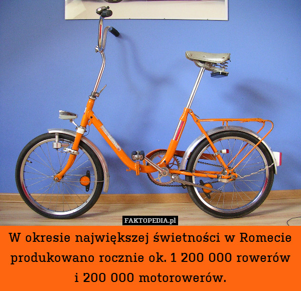 W okresie największej świetności w Romecie produkowano rocznie ok. 1 200 000 rowerów i 200 000 motorowerów. 