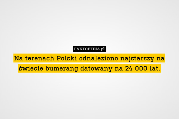 Na terenach Polski odnaleziono najstarszy na świecie bumerang datowany na 24 000 lat. 