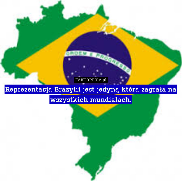 Reprezentacja Brazylii jest jedyną która zagrała na wszystkich mundialach. 