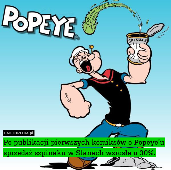 Po publikacji pierwszych komiksów o Popeye’u sprzedaż szpinaku w Stanach wzrosła o 30%. 