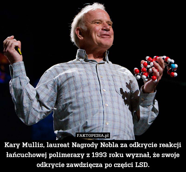 Kary Mullis, laureat Nagrody Nobla za odkrycie reakcji łańcuchowej polimerazy z 1993 roku wyznał, że swoje odkrycie zawdzięcza po części LSD. 
