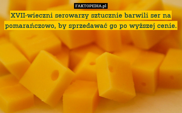 XVII-wieczni serowarzy sztucznie barwili ser na pomarańczowo, by sprzedawać go po wyższej cenie. 
