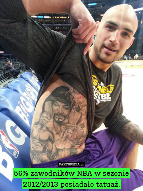 56% zawodników NBA w sezonie 2012/2013 posiadało tatuaż. 