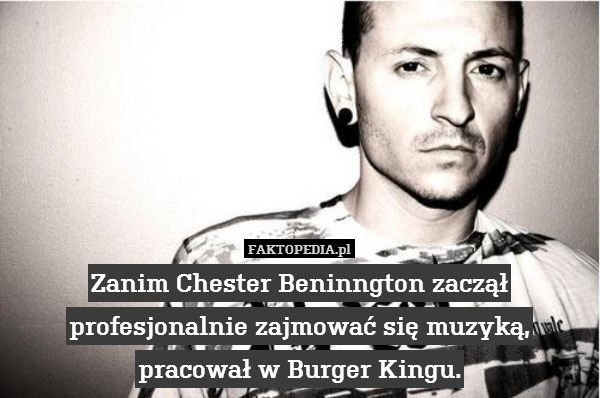 Zanim Chester Beninngton zaczął profesjonalnie zajmować się muzyką, pracował w Burger Kingu. 