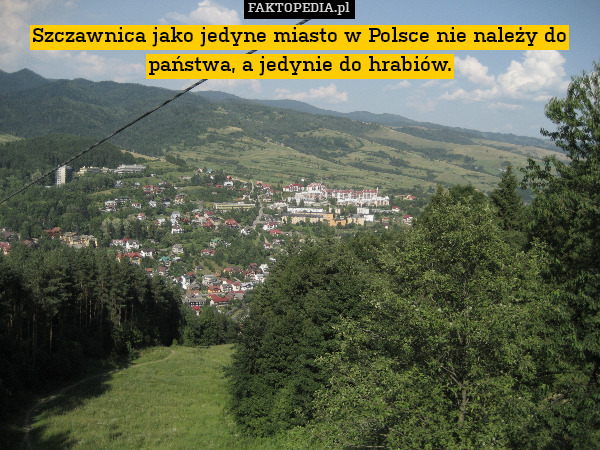 Szczawnica jako jedyne miasto w Polsce nie należy do państwa, a jedynie do hrabiów. 
