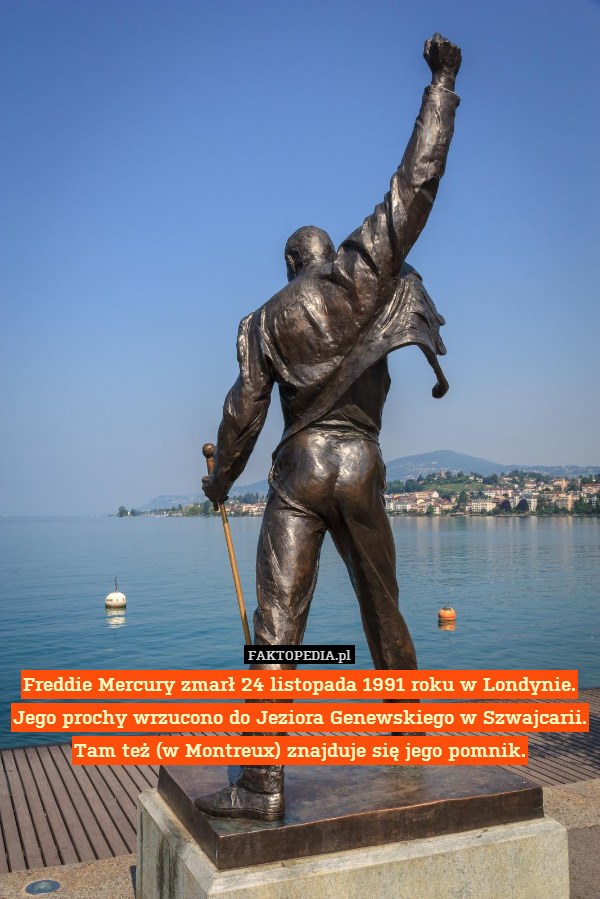 Freddie Mercury zmarł 24 listopada 1991 roku w Londynie.
 Jego prochy wrzucono do Jeziora Genewskiego w Szwajcarii. 
Tam też (w Montreux) znajduje się jego pomnik. 