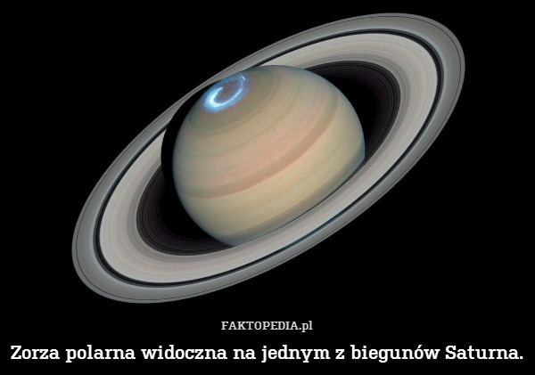 Zorza polarna widoczna na jednym z biegunów Saturna. 