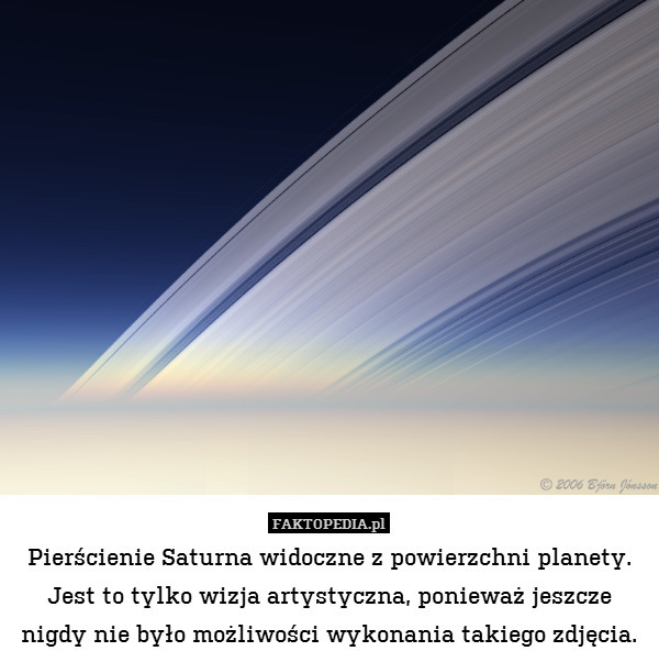 Pierścienie Saturna widoczne z powierzchni planety. Jest to tylko wizja artystyczna, ponieważ jeszcze nigdy nie było możliwości wykonania takiego zdjęcia. 