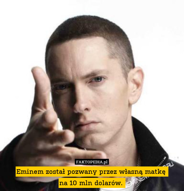 Eminem został pozwany przez własną matkę 
na 10 mln dolarów. 