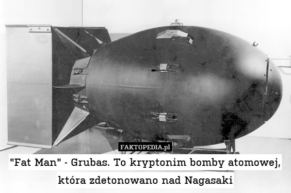 "Fat Man" - Grubas. To kryptonim bomby atomowej, która zdetonowano nad Nagasaki 