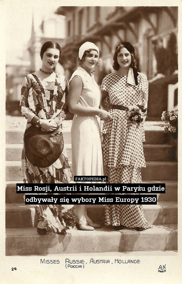 Miss Rosji, Austrii i Holandii w Paryżu gdzie odbywały się wybory Miss Europy 1930 