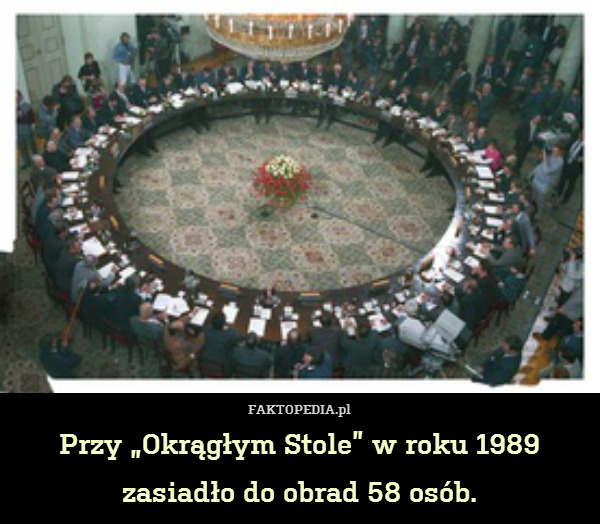 Przy „Okrągłym Stole” w roku 1989
zasiadło do obrad 58 osób. 