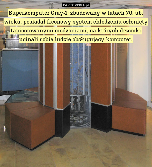 Superkomputer Cray-1, zbudowany w latach 70. ub. wieku, posiadał freonowy system chłodzenia osłonięty tapicerowanymi siedzeniami, na których drzemki ucinali sobie ludzie obsługujący komputer. 
