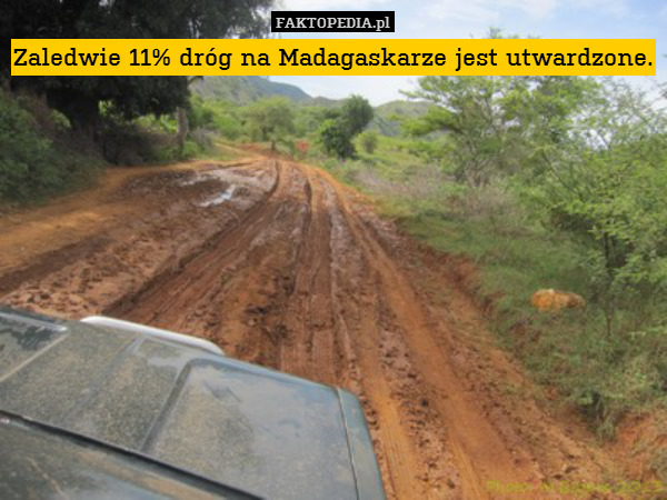 Zaledwie 11% dróg na Madagaskarze jest utwardzone. 
