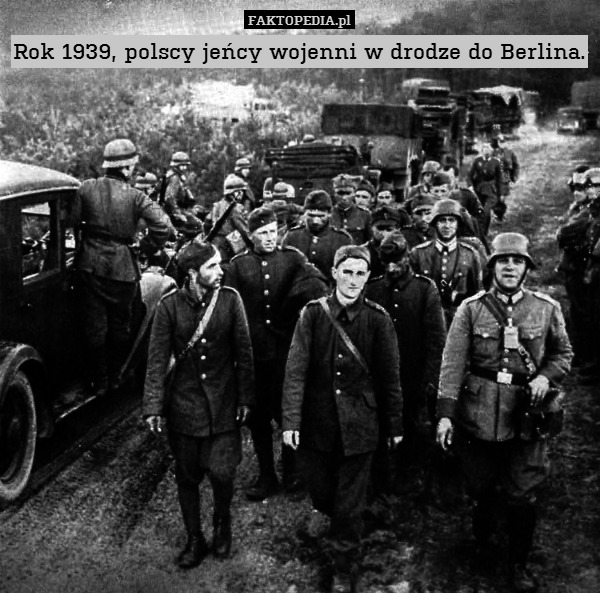 Rok 1939, polscy jeńcy wojenni w drodze do Berlina. 