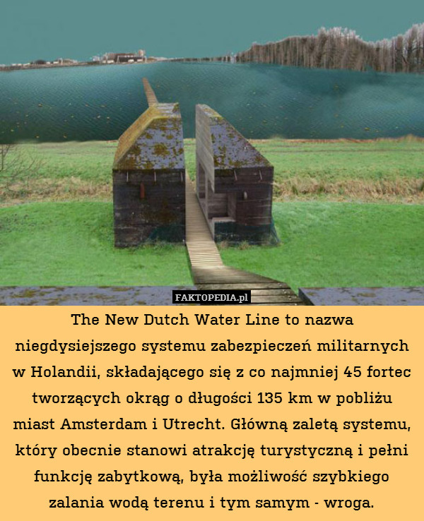 The New Dutch Water Line to nazwa niegdysiejszego systemu zabezpieczeń militarnych w Holandii, składającego się z co najmniej 45 fortec tworzących okrąg o długości 135 km w pobliżu miast Amsterdam i Utrecht. Główną zaletą systemu, który obecnie stanowi atrakcję turystyczną i pełni funkcję zabytkową, była możliwość szybkiego zalania wodą terenu i tym samym - wroga. 