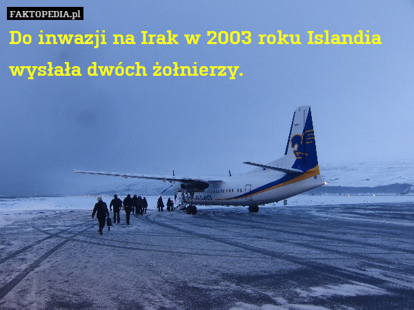 Do inwazji na Irak w 2003 roku Islandia wysłała dwóch żołnierzy. 