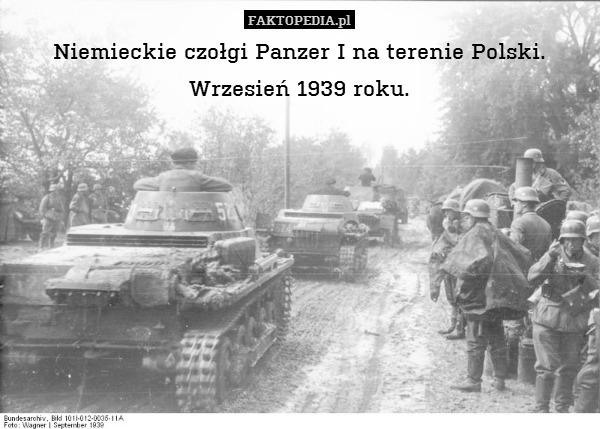 Niemieckie czołgi Panzer I na terenie Polski.
Wrzesień 1939 roku. 
