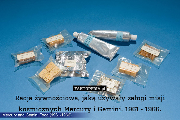 Racja żywnościowa, jaką używały załogi misji kosmicznych Mercury i Gemini. 1961 - 1966. 