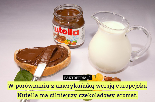 W porównaniu z amerykańską wersją europejska Nutella ma silniejszy czekoladowy aromat. 