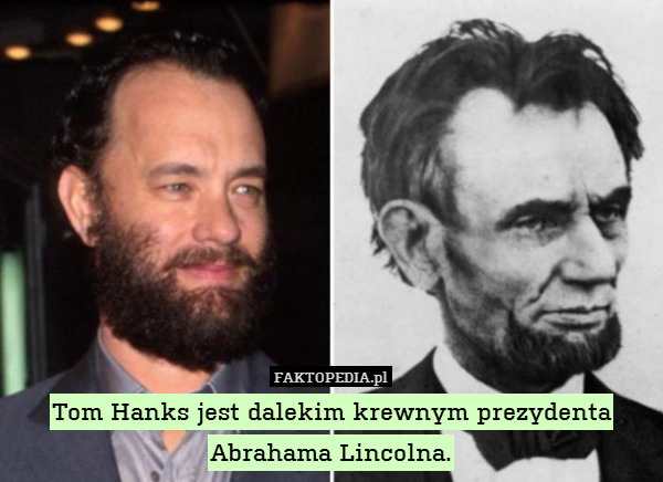 Tom Hanks jest dalekim krewnym prezydenta Abrahama Lincolna. 
