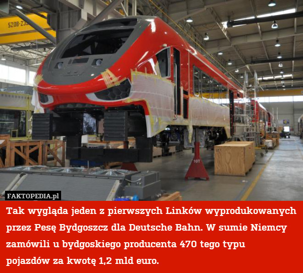 Tak wygląda jeden z pierwszych Linków wyprodukowanych przez Pesę Bydgoszcz dla Deutsche Bahn. W sumie Niemcy zamówili u bydgoskiego producenta 470 tego typu
pojazdów za kwotę 1,2 mld euro. 