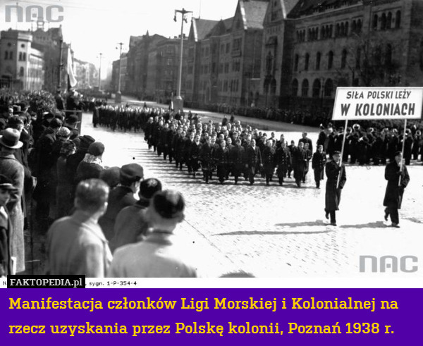 Manifestacja członków Ligi Morskiej i Kolonialnej na rzecz uzyskania przez Polskę kolonii, Poznań 1938 r. 