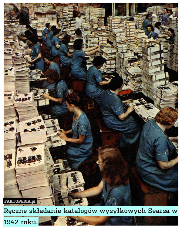 Ręczne składanie katalogów wysyłkowych Searsa w 1942 roku. 