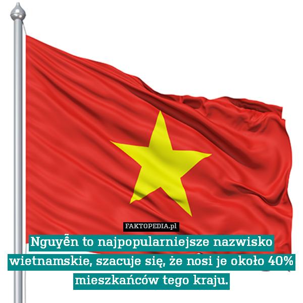 Nguyễn to najpopularniejsze nazwisko wietnamskie, szacuje się, że nosi je około 40% mieszkańców tego kraju. 