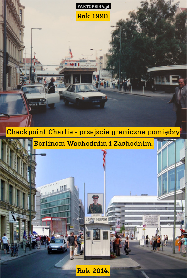 Rok 1990.









Checkpoint Charlie - przejście graniczne pomiędzy Berlinem Wschodnim i Zachodnim.










Rok 2014. 