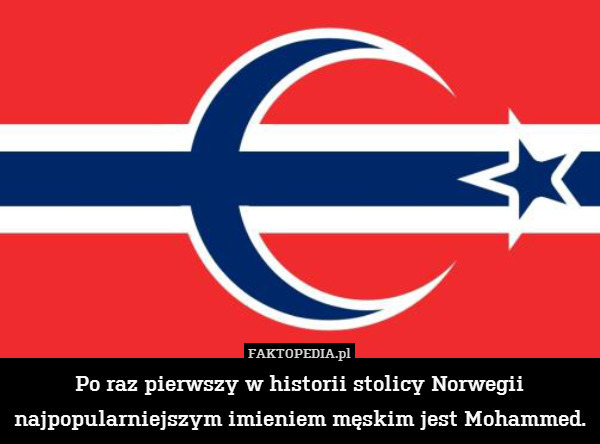 Po raz pierwszy w historii stolicy Norwegii najpopularniejszym imieniem męskim jest Mohammed. 