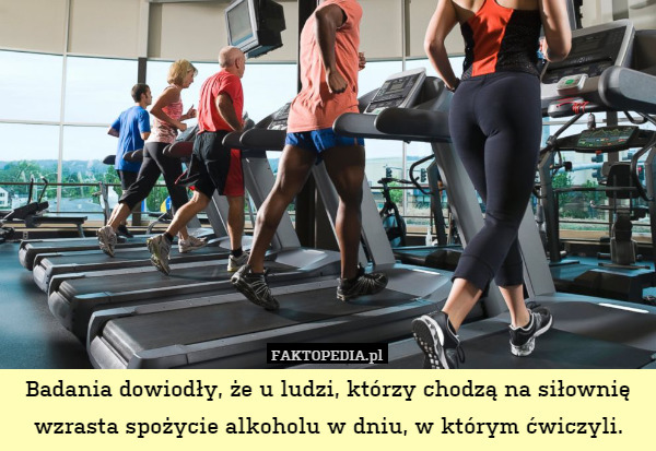 Badania dowiodły, że u ludzi, którzy chodzą na siłownię wzrasta spożycie alkoholu w dniu, w którym ćwiczyli. 