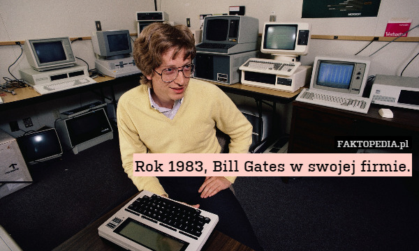 Rok 1983, Bill Gates w swojej firmie. 