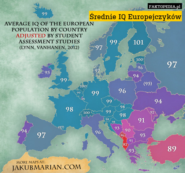 Średnie IQ Europejczyków 