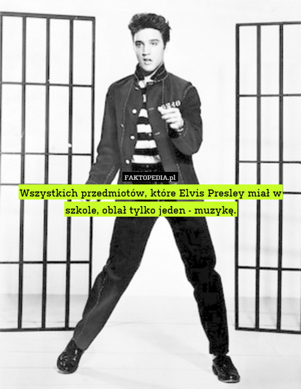 Wszystkich przedmiotów, które Elvis Presley miał w szkole, oblał tylko jeden - muzykę. 