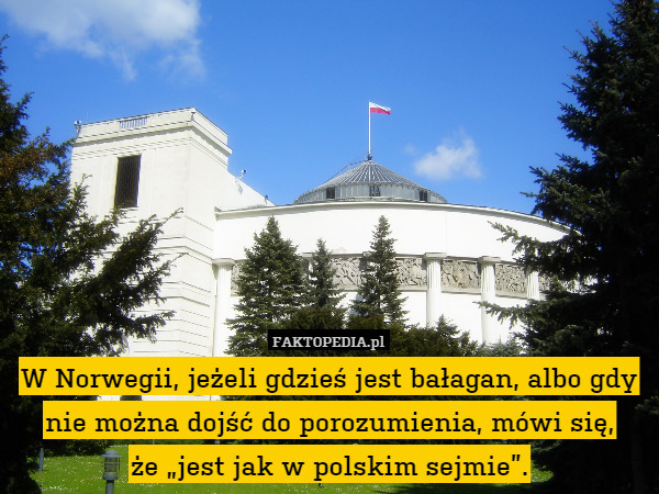 W Norwegii, jeżeli gdzieś jest bałagan, albo gdy nie można dojść do porozumienia, mówi się,
że „jest jak w polskim sejmie”. 