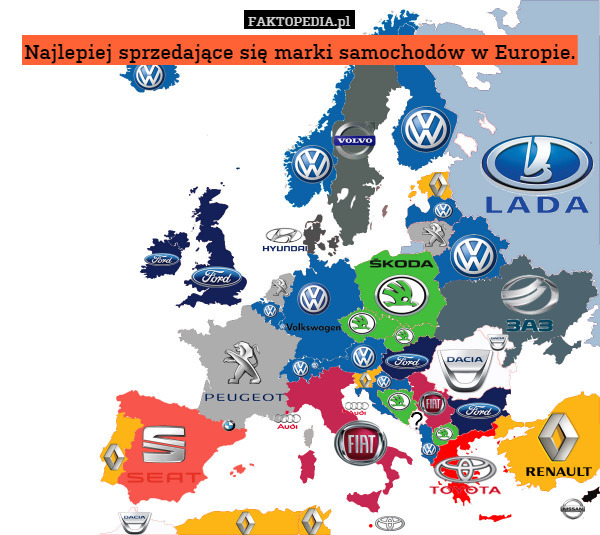 Najlepiej sprzedające się marki samochodów w Europie. 