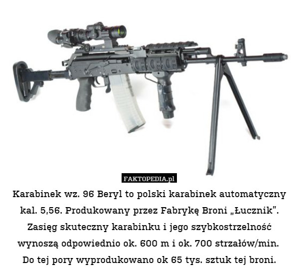 Karabinek wz. 96 Beryl to polski karabinek automatyczny kal. 5,56. Produkowany przez Fabrykę Broni „Łucznik”. Zasięg skuteczny karabinku i jego szybkostrzelność wynoszą odpowiednio ok. 600 m i ok. 700 strzałów/min. 
Do tej pory wyprodukowano ok 65 tys. sztuk tej broni. 