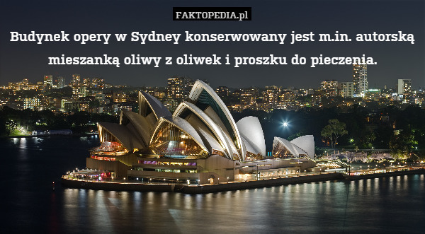 Budynek opery w Sydney konserwowany jest m.in. autorską mieszanką oliwy z oliwek i proszku do pieczenia. 